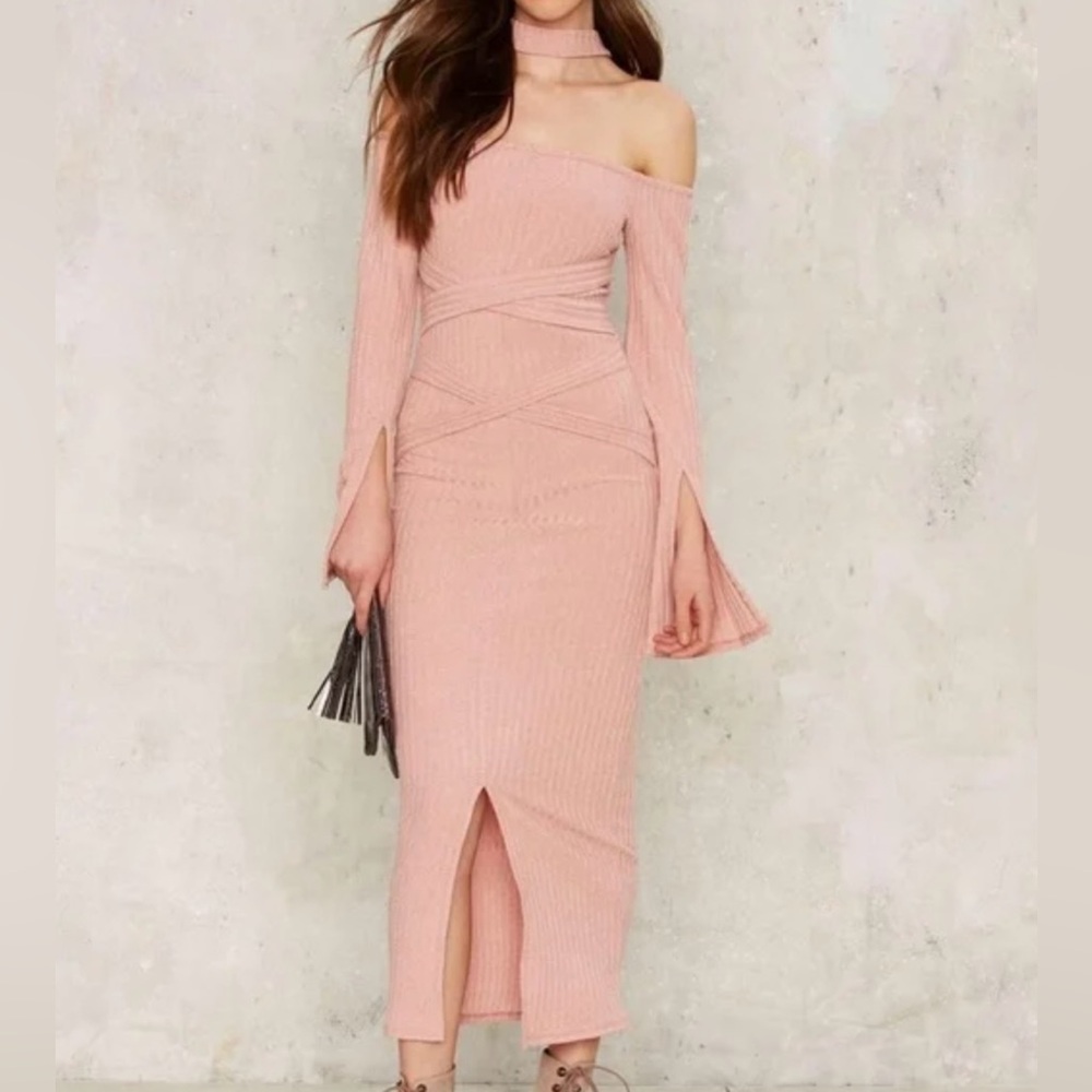 Nasty Gal Mauve Wrap Midi Dress